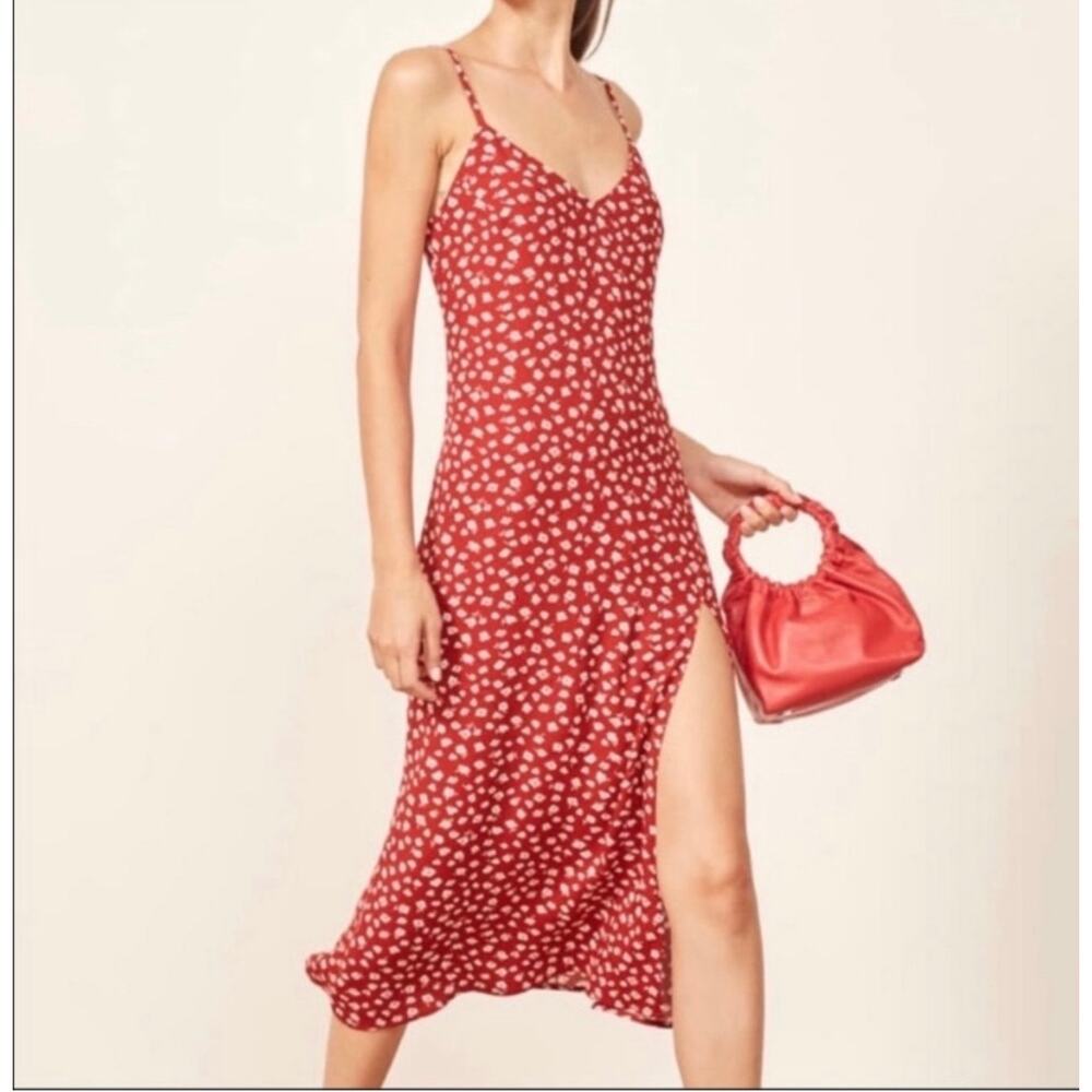 Reformation Red Floral Midi Dress